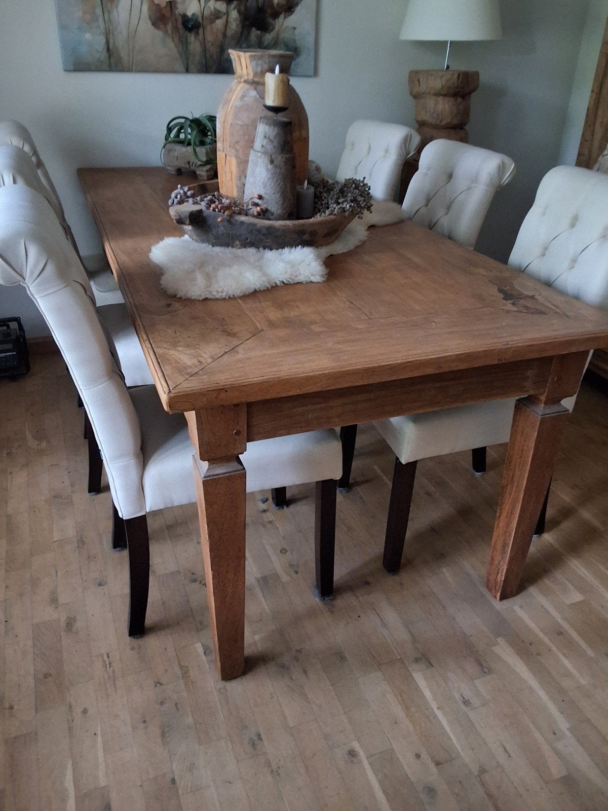 Antieke teakhouten eettafel 200x90 cm - Landelijke stijl, Ophalen, Vijf personen of meer