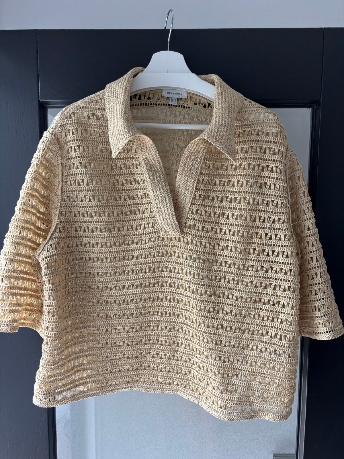 H&M Edition Gehaakte Polo Top Maat M, Maat 38/40 (M), Beige, Ophalen of Verzenden, Zo goed als nieuw