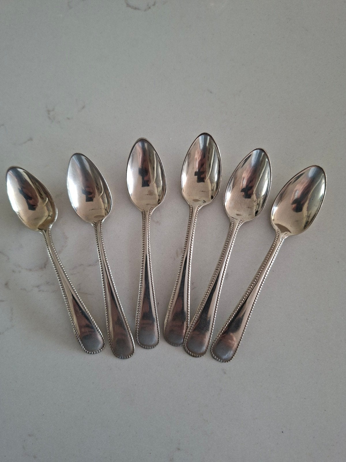 Te Koop igs 6 Antieke Lepeltjes Alpacca 9 cm 12.50 Weesp, Ophalen of Verzenden