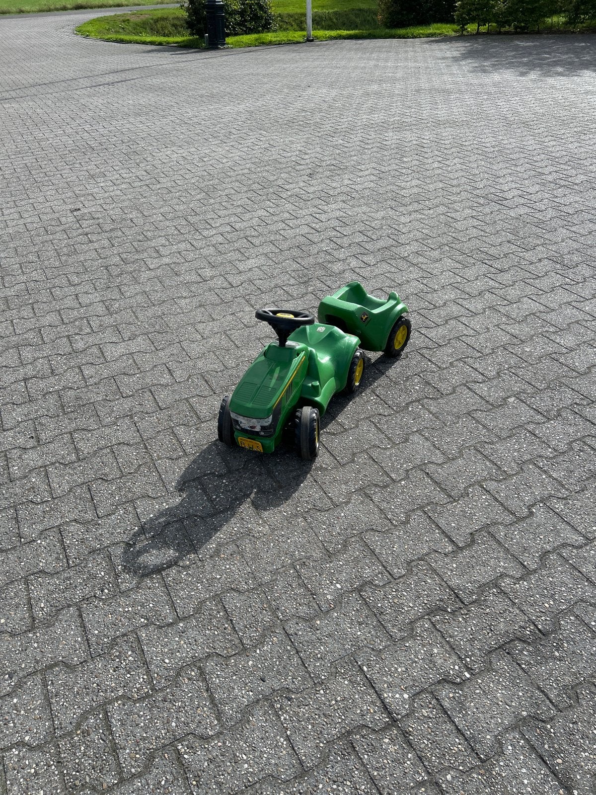 John Deere loop trekker met kar, Ophalen, Gebruikt