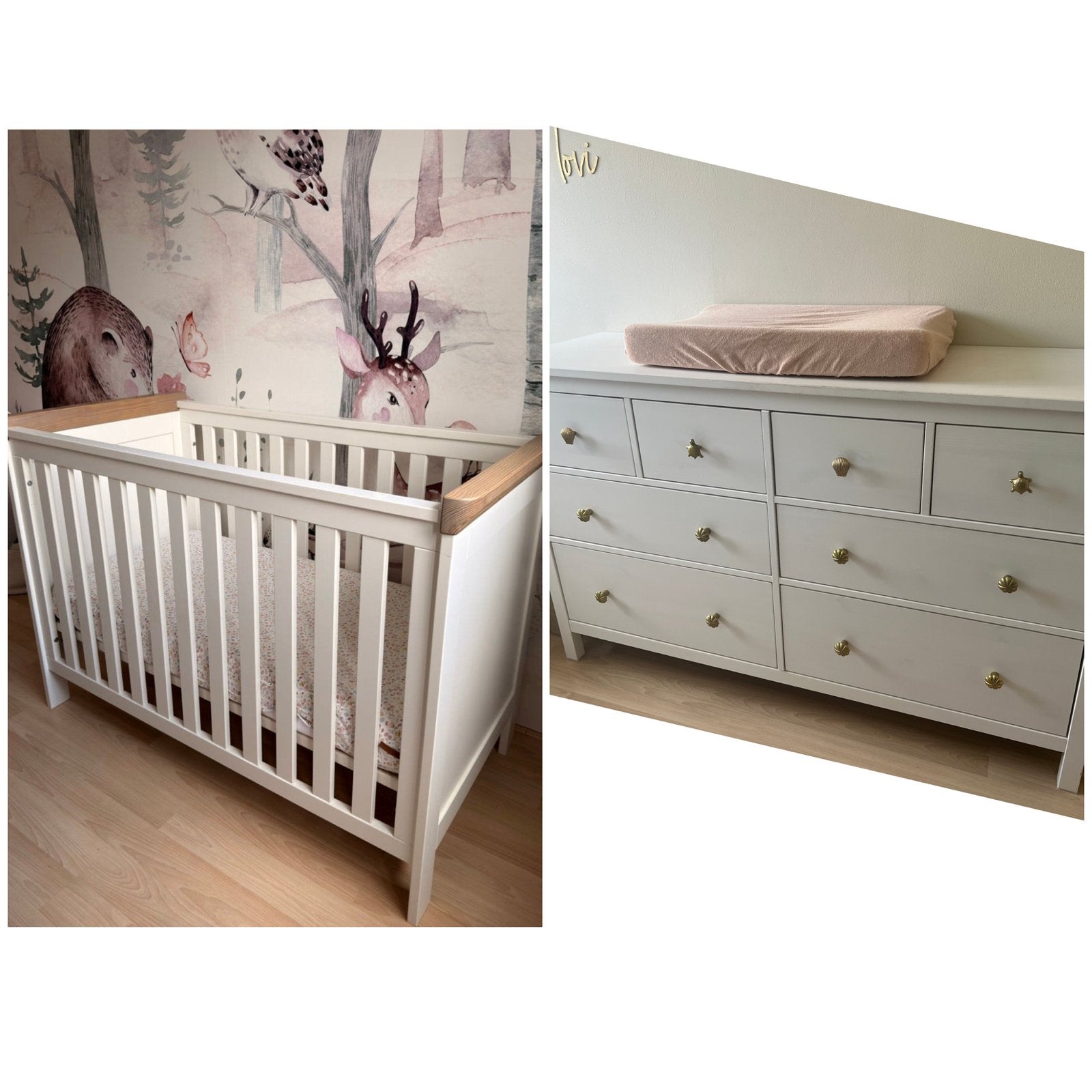 Ledikant met matras en commode, Ophalen, Zo goed als nieuw, Ledikant