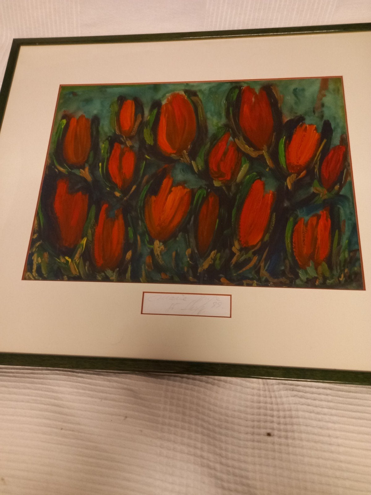 Rode tulpen..olieverf doek..mooi ingelijst doek 1999, Ophalen