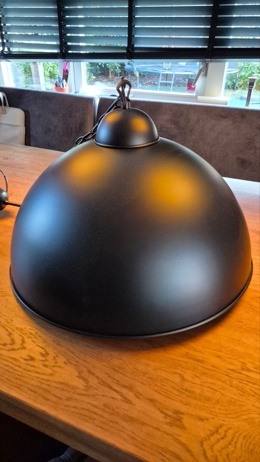 Moderne zwarte hanglamp - Ø 53cm, Huis en Inrichting, Lampen | Hanglampen, Ophalen, E27 (groot), Zo goed als nieuw, Metaal