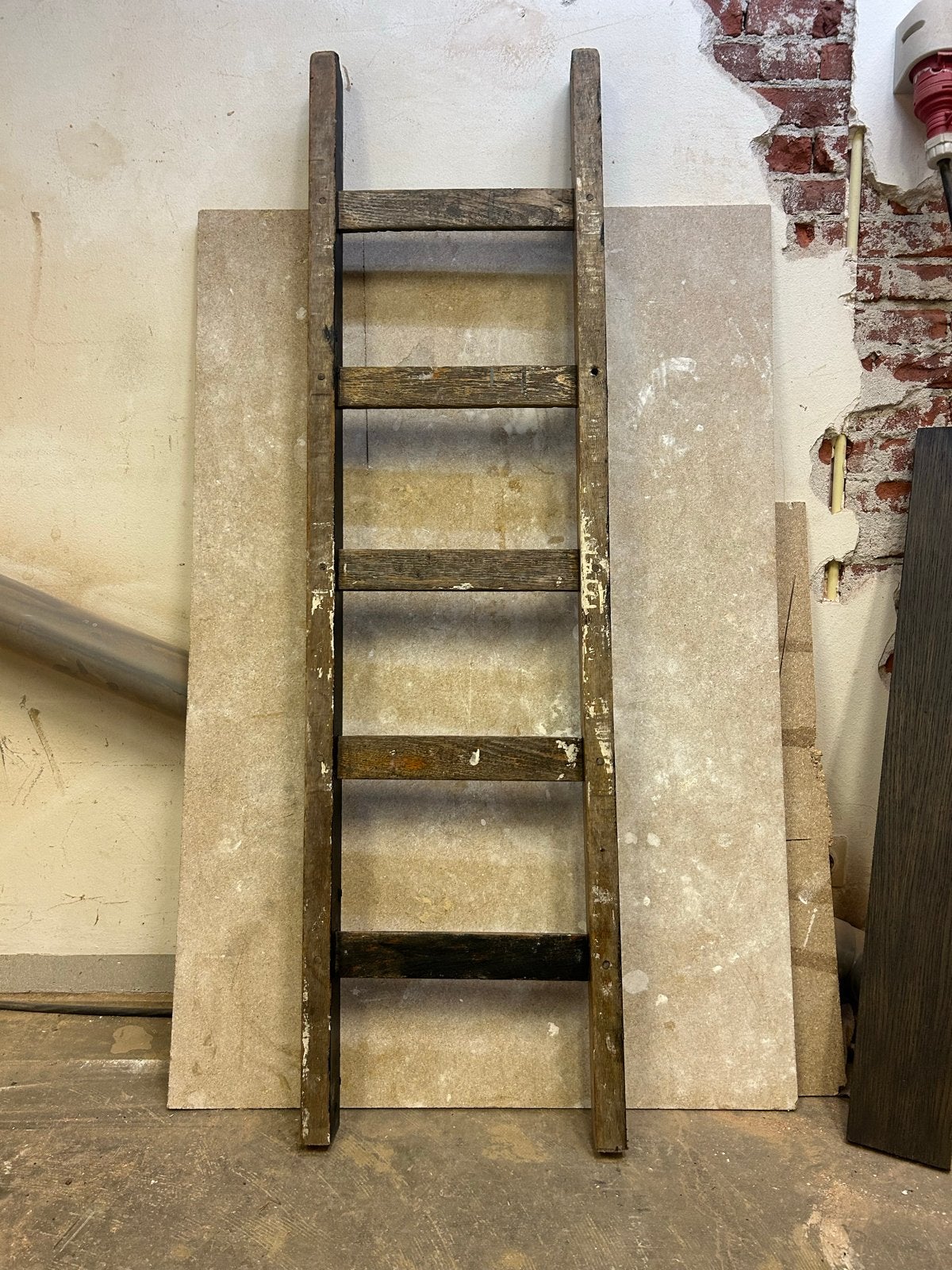 Oude houten ladder - Decoratief 140 cm, Ophalen, Gebruikt, Ladder, 2 tot 4 meter