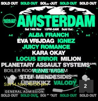 Boiler Room Amsterdam Nov 14, 2026, Tickets en Kaartjes, Twee personen, November