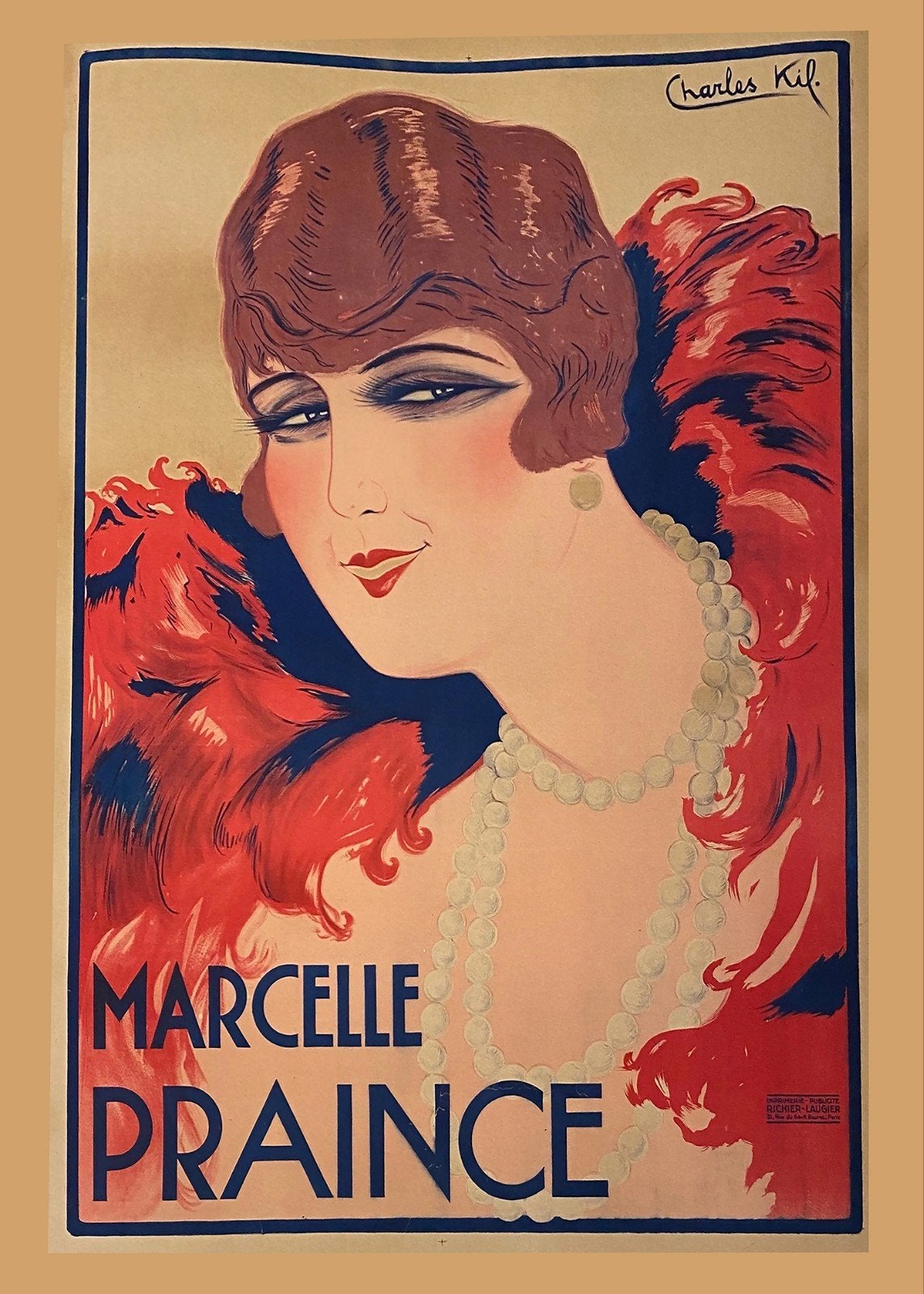 Vintage Poster Marcelle Praince door Charles Kif, Ophalen of Verzenden