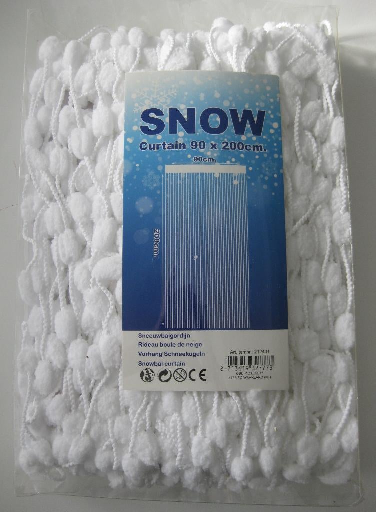 Kerstgordijn / Sneeuwgordijn wit 200 x 90 cm Nieuw, Diversen, Kerst, Ophalen of Verzenden, Nieuw