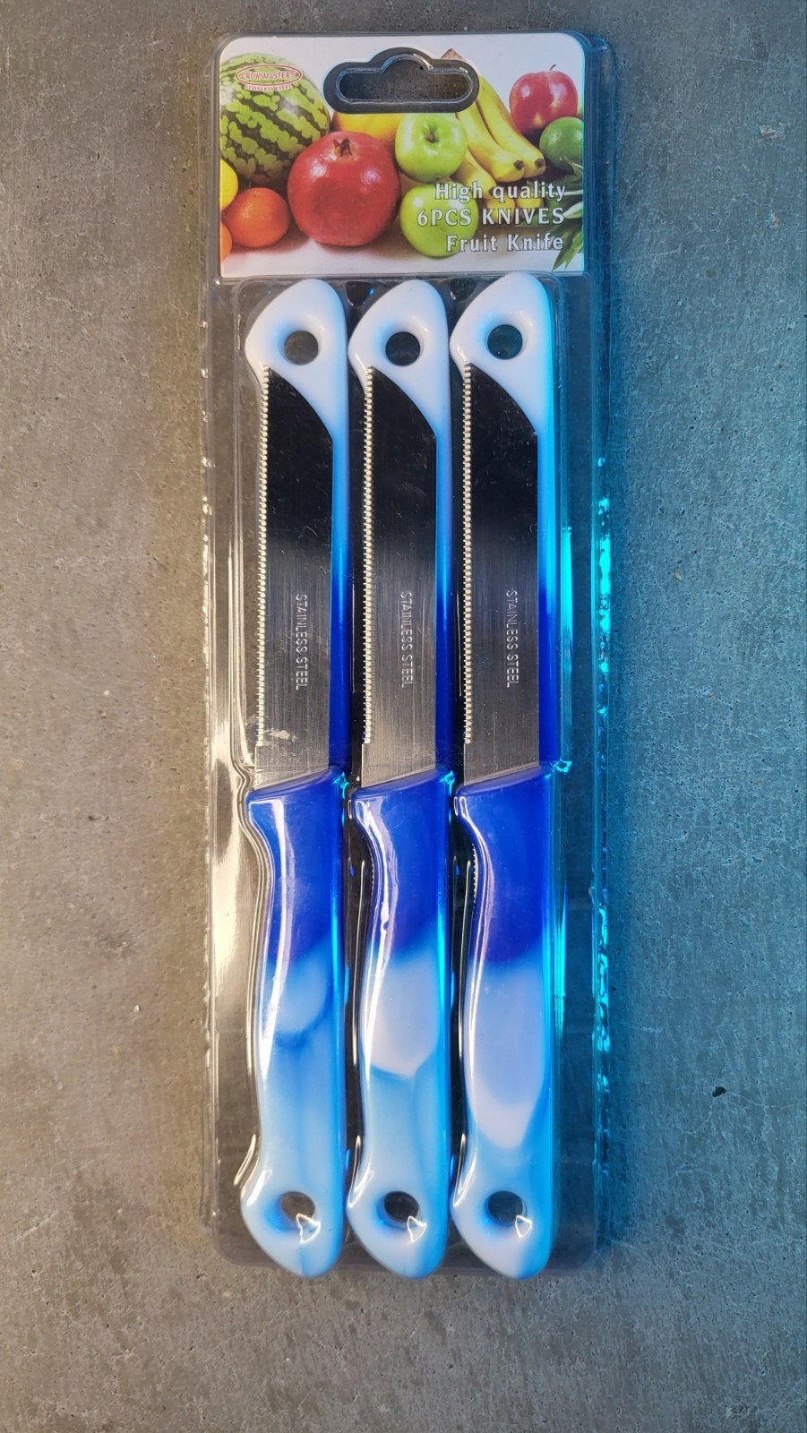 6-delige fruitmessen set - RVS met blauw handvat, Nieuw, Ophalen of Verzenden, Overige materialen, Overige typen