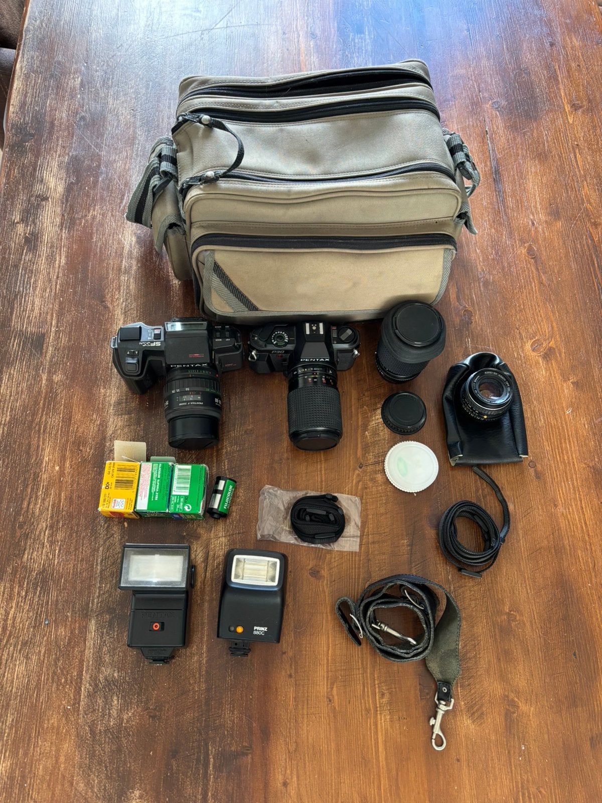 Pentax filmcamera's met tas en accesoires, Ophalen of Verzenden, Zo goed als nieuw, Spiegelreflex, Pentax