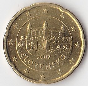 20 eurocent 2009 Slowakije, Postzegels en Munten, Munten | Europa | Euromunten, Ophalen of Verzenden, Slowakije, 20 cent, Losse munt