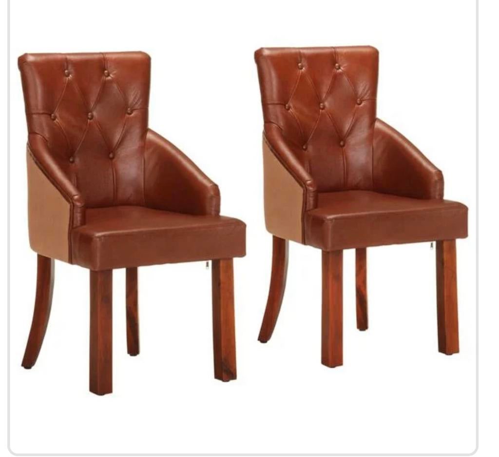Eetkamerstoelen 2 stuks echt geitenleer (Nieuw), Ophalen, Twee, Bruin, Nieuw