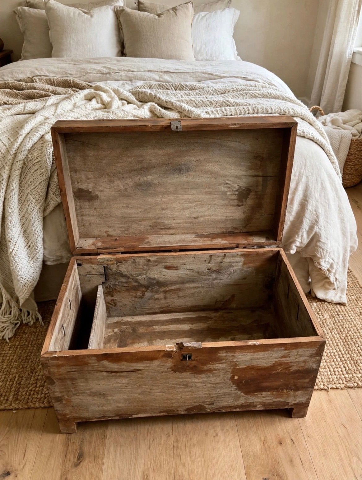 Stoere oude houten kist uit India - 68x45x40cm, Huis en Inrichting, Ophalen, Minder dan 50 cm, Gebruikt, 50 tot 100 cm