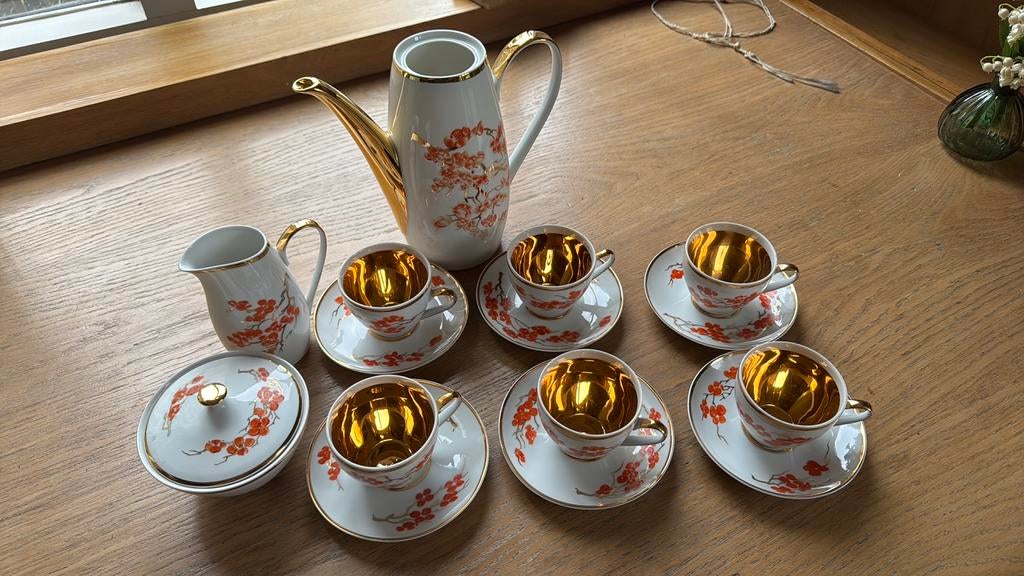 Koffieservies Karlovarsky Porcelan Tsjechoslowakije, Ophalen of Verzenden