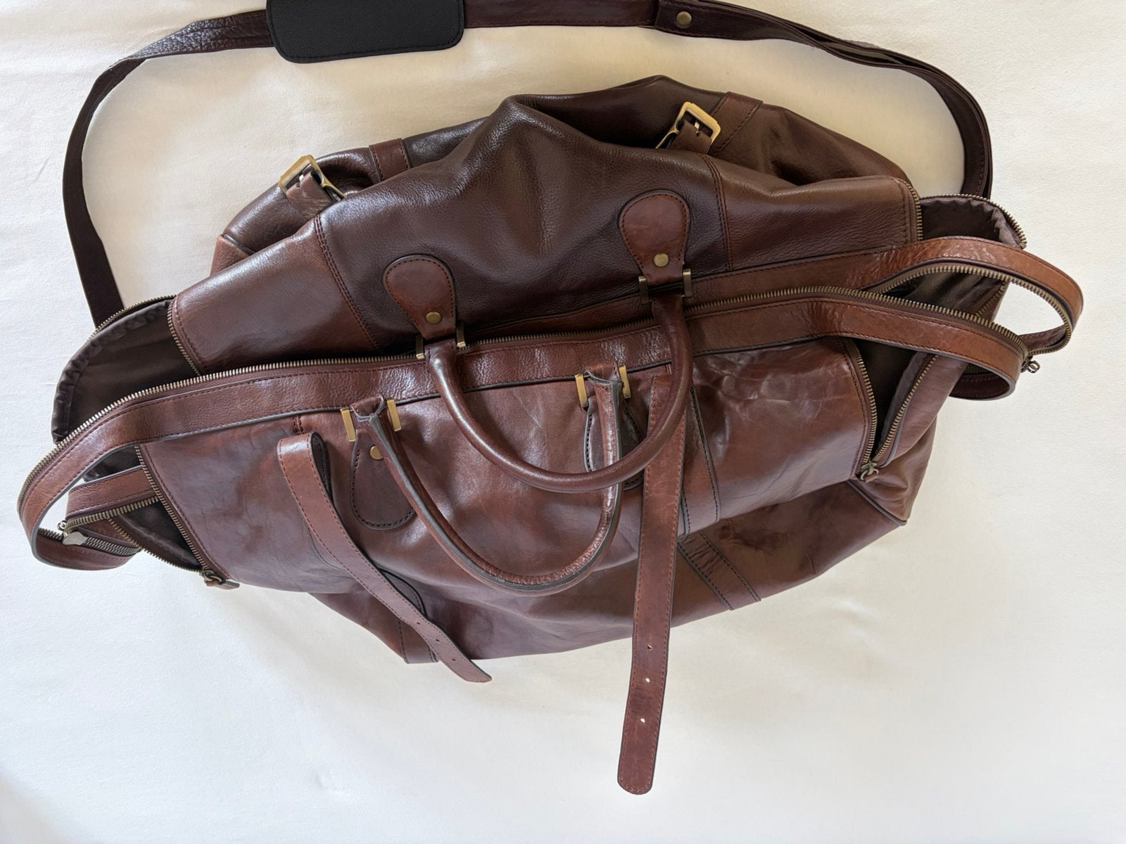 Leren reistas , onbeschadigd, Sieraden, Tassen en Uiterlijk, 40 tot 60 cm, 30 cm of meer, Bruin, Minder dan 35 cm