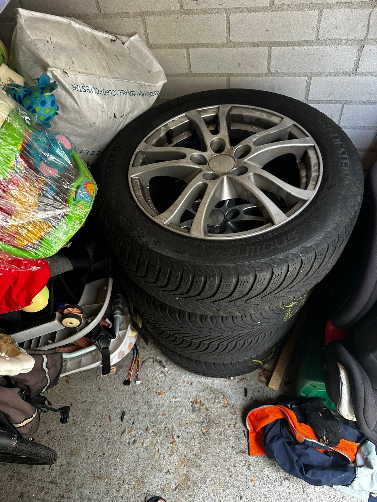 4 winterbanden op lichtmetalen velgen - 205/55 R16 91H, Auto-onderdelen, Banden en Velgen, Gebruikt, 16 inch, Banden en Velgen