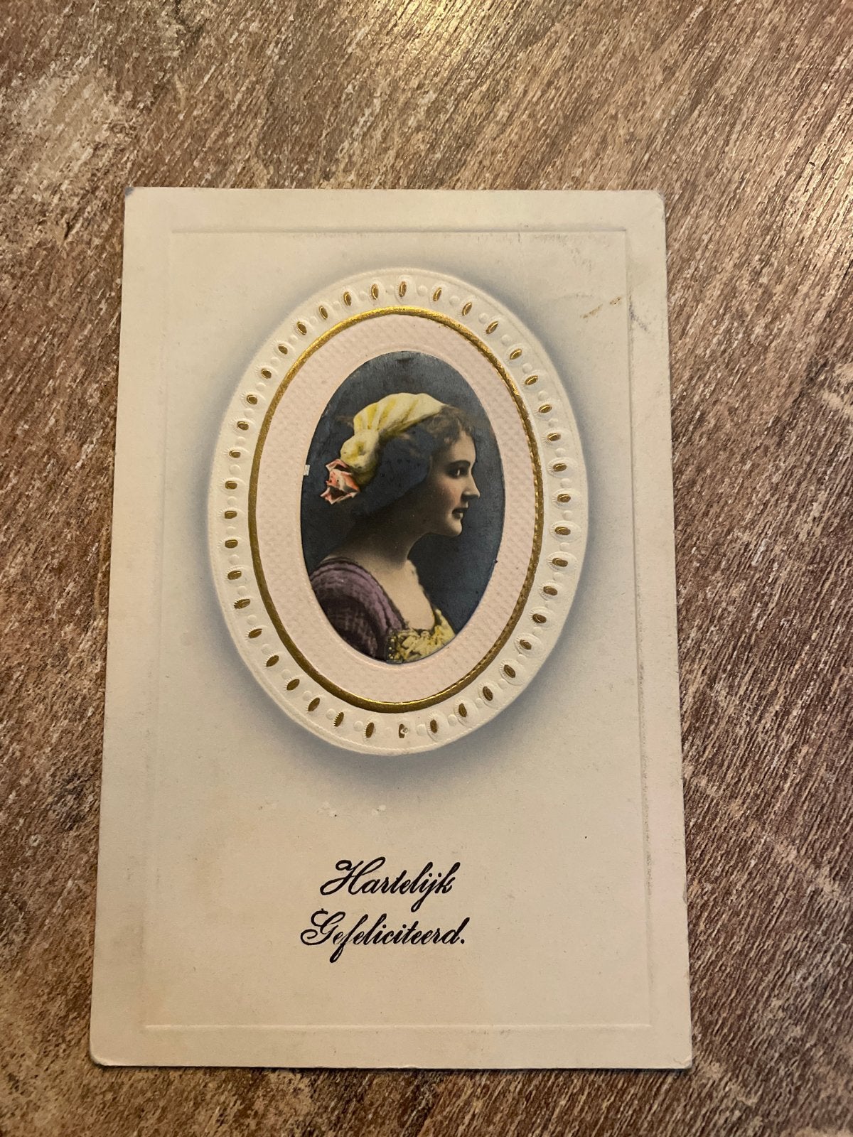 Antieke ansichtkaart 'Hartelijk Gefeliciteerd' (Gelopen), Ophalen of Verzenden, Gelopen