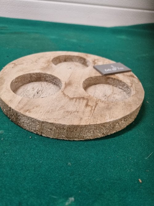 kaarsenhouder hout voor drie stomp kaarsen, Ophalen of Verzenden, 'T Olde Gre-j, Info@toldegrej.nl, Endepoelstraat 20f Didam