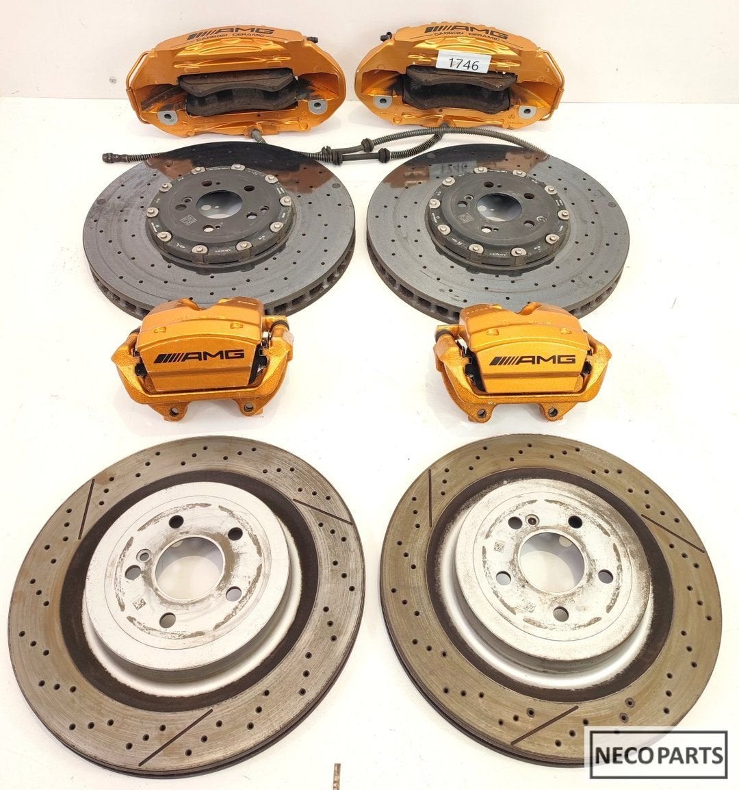 MERCEDES W205 C63 AMG CARBON KERAMISCHE REMKLAUWSCHIJVEN, Gebruikt, -, Ophalen of Verzenden, Spatbord