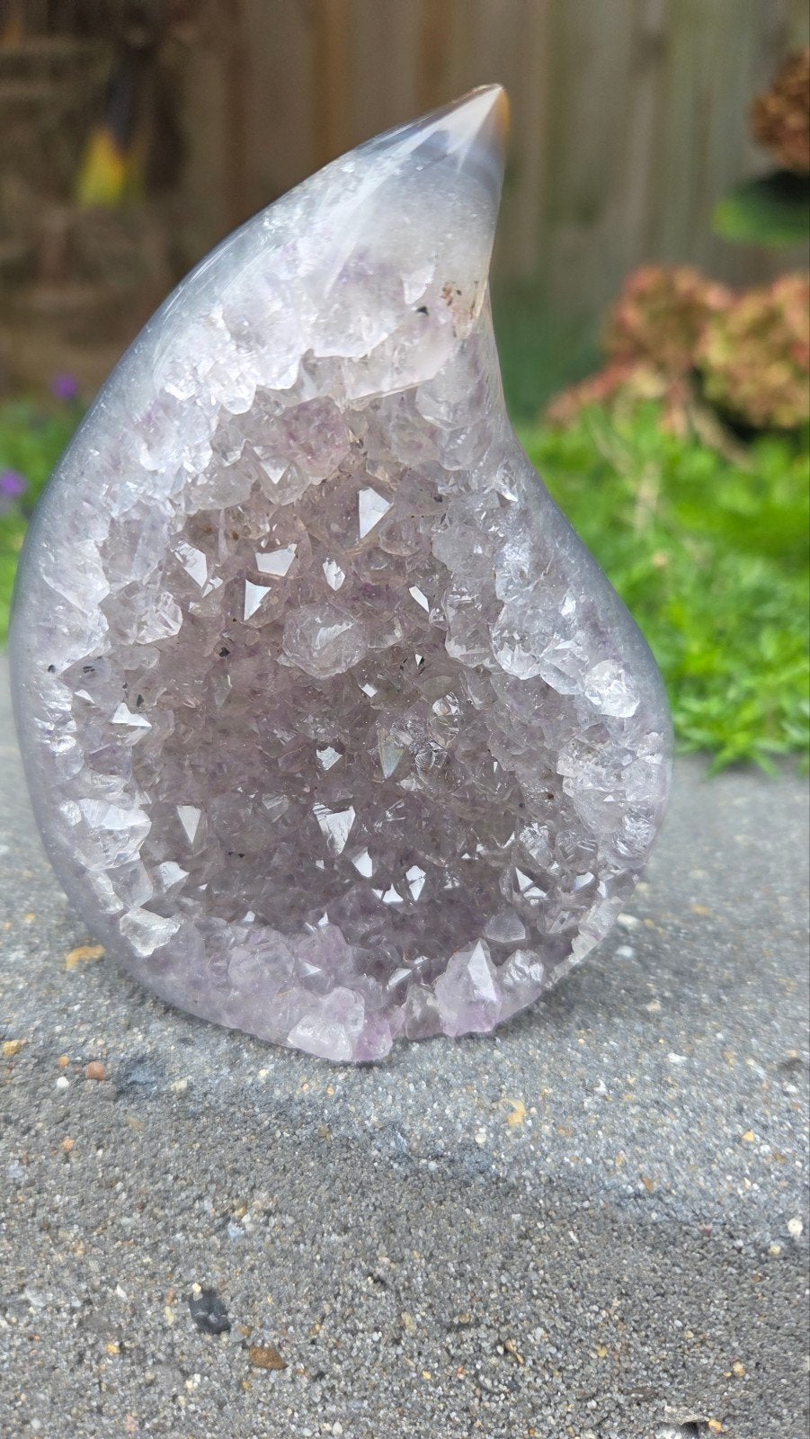 Agaat/Amethist Vlam - 440g, 10.5cm hoog, Ophalen of Verzenden