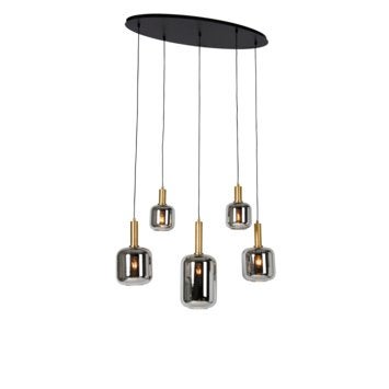 ovale hanglamp smoked glass, Ophalen, Zo goed als nieuw, Glas