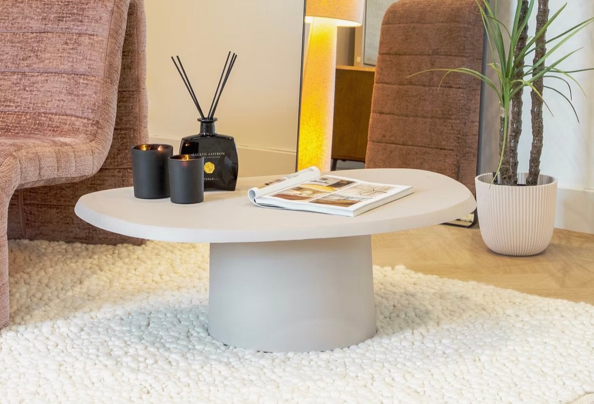 Beige by-boo salontafel, Ophalen, Zo goed als nieuw, Rond, 50 tot 100 cm