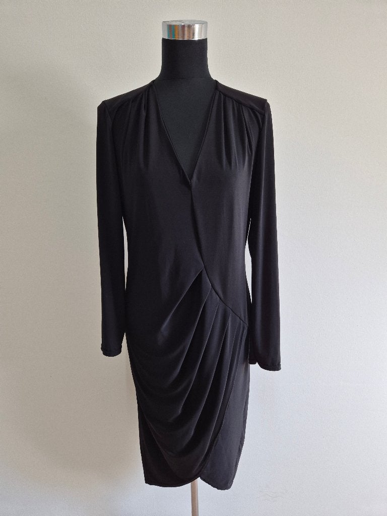 J403 - Zwarte Orna Farho jurk maat 44 valt als 40 (1), Kleding | Dames, Zwart, Maat 42/44 (L), Ophalen of Verzenden, Zo goed als nieuw