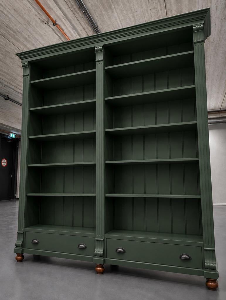 Landelijke groene Boekenkast Klassiek #K33, Met plank(en), 200 cm of meer, Pakhuis Zuidwest, Ophalen of Verzenden