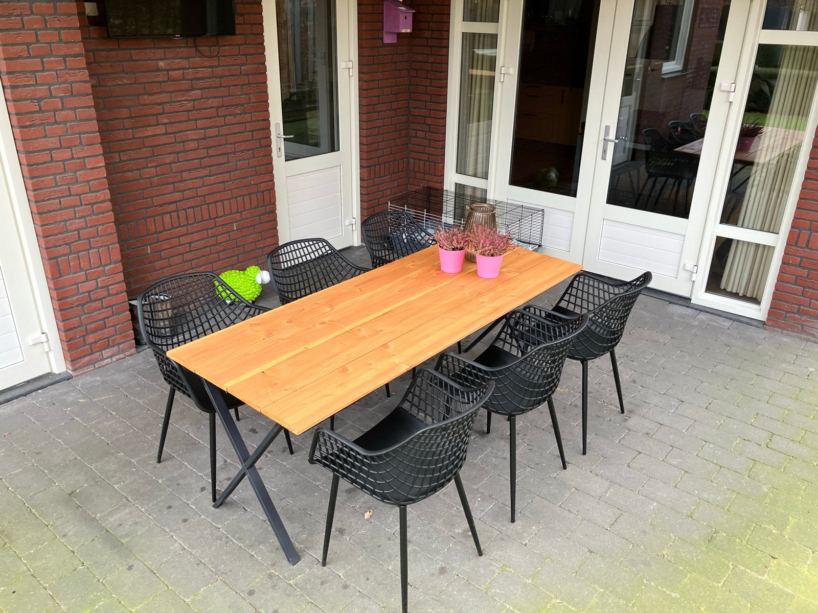 tuintafel van hout en metaal, Ophalen, Nieuw, Rechthoekig, Hout