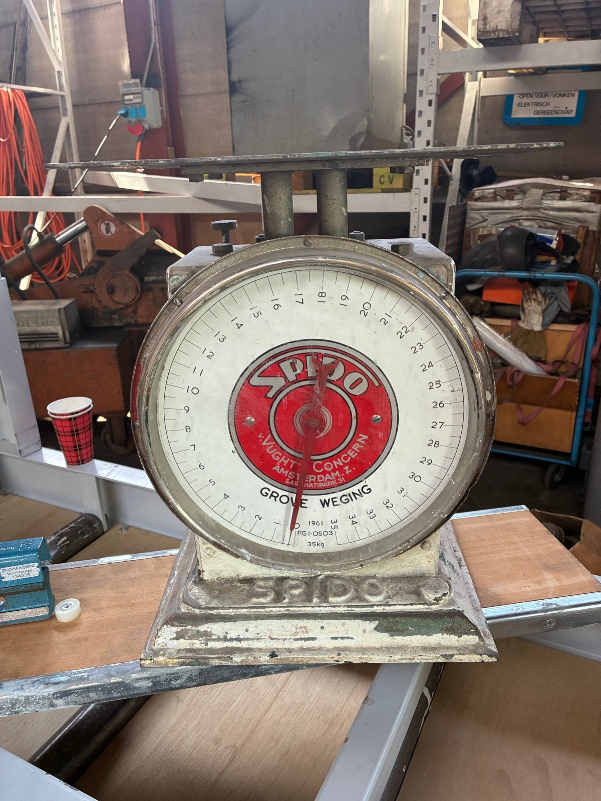 Vintage Spido Weegschaal - 35kg - Vught Concern, Ophalen, Gebruikt, Overige typen, Minder dan 50 kg