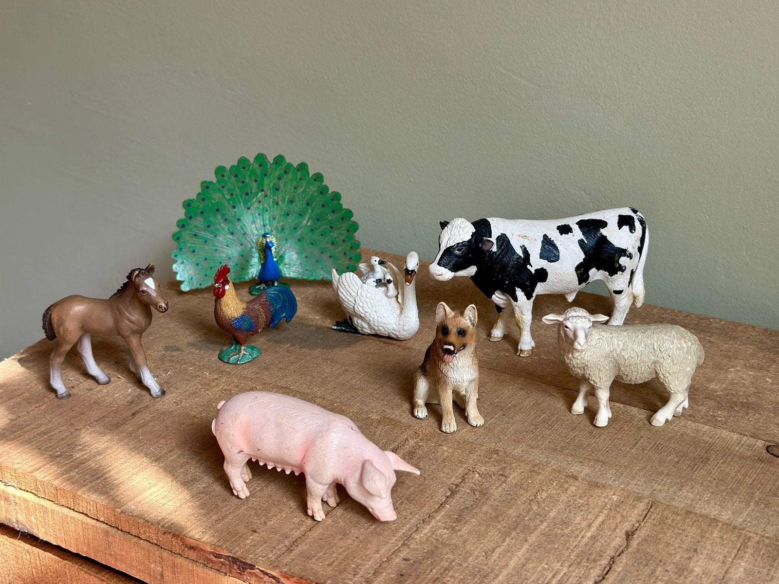 Schleich boerderijdieren / dieren – 9 stuks, Ophalen of Verzenden, Gebruikt, Paard, Beeldje of Figuurtje