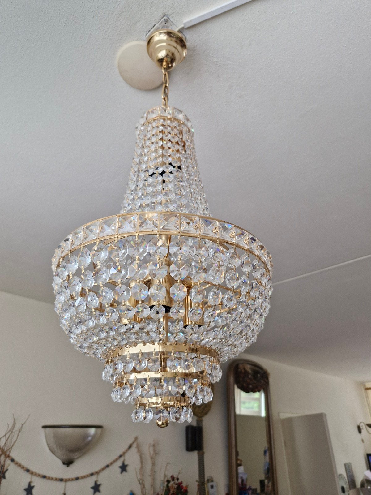 Prachtige Swarovski Kristallen Kroonluchter, Ophalen of Verzenden, Gebruikt, Glas, Klassiek, Luxe, Kristal