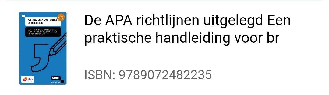 De APA richtlijnen uitgelegd: Praktische handleiding, Ophalen of Verzenden, Zo goed als nieuw, HBO, Onbekend