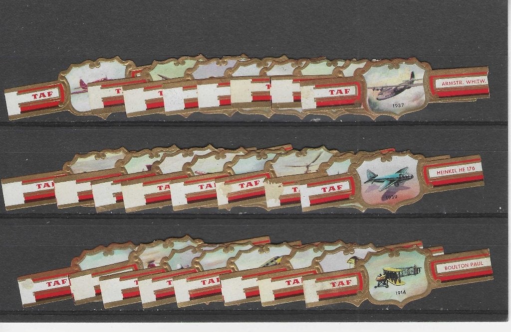 reeks 873  vliegtuigen 1-24   sigarenbanden, Ophalen of Verzenden, Zo goed als nieuw, Sigarenbandjes