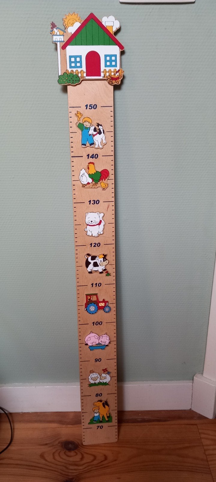 Houten groeimeter met boerderijthema voor kinderen, Ophalen, Gebruikt