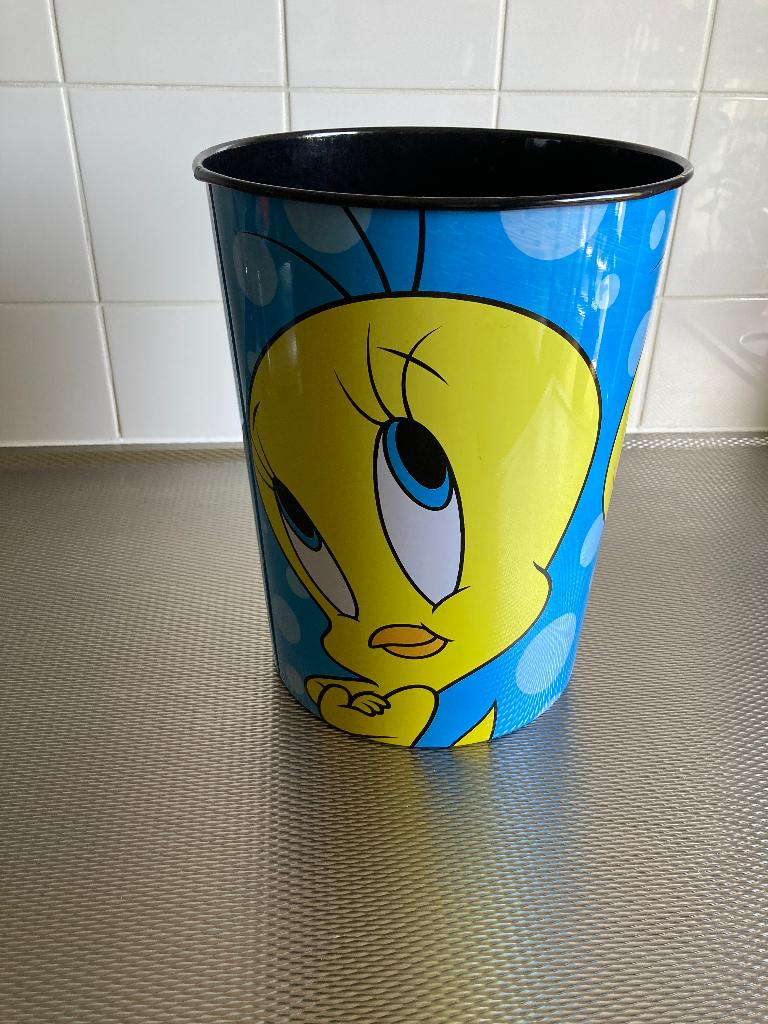 Tweety metalen prullenbak, Huis en Inrichting, 10 tot 20 liter, Ophalen, Zo goed als nieuw, Metaal