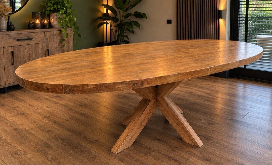 Prachtige zo goed als nieuwe ovale teakhouten eettafel, Ophalen of Verzenden