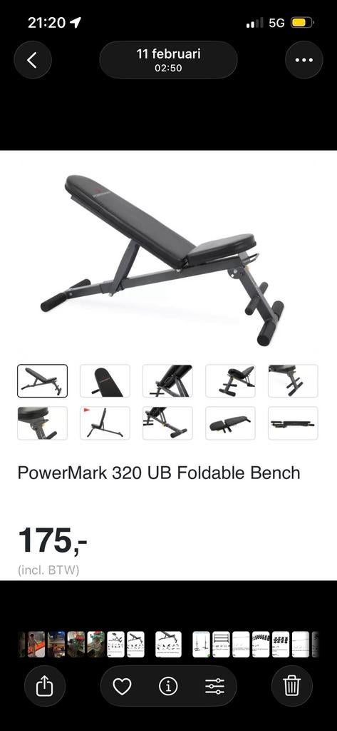 Powermark 320UB Opvouwbare Fitnessbank, Sport en Fitness, Fitnessmaterialen, Zo goed als nieuw, Fitnessbank, Borst, Ophalen