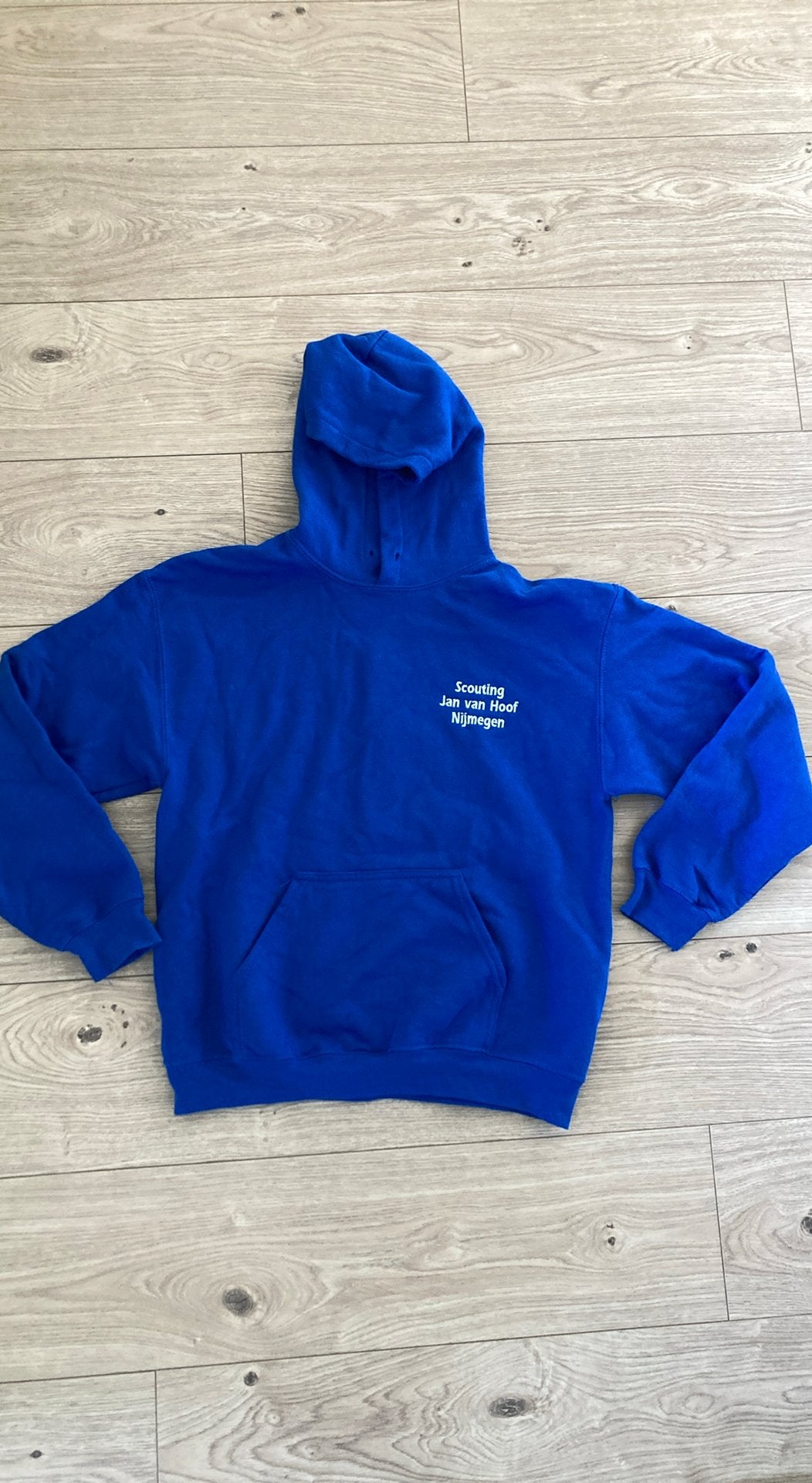 Blauwe Jan van Hoof scouting hoodie maat M, Ophalen of Verzenden, Zo goed als nieuw, Jongen of Meisje, Trui of Vest