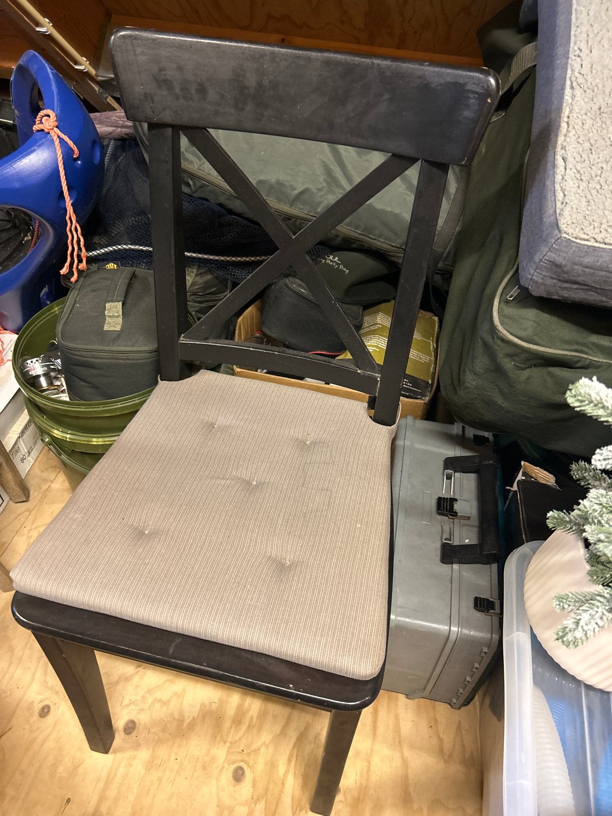 Houten IKEA stoel met stoffen zitting, Ophalen, Gebruikt, Zwart, Eén