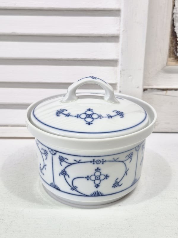 Vintage Blau Saks rond botervlootje, suikerpotje, Antiek en Kunst, Ophalen of Verzenden