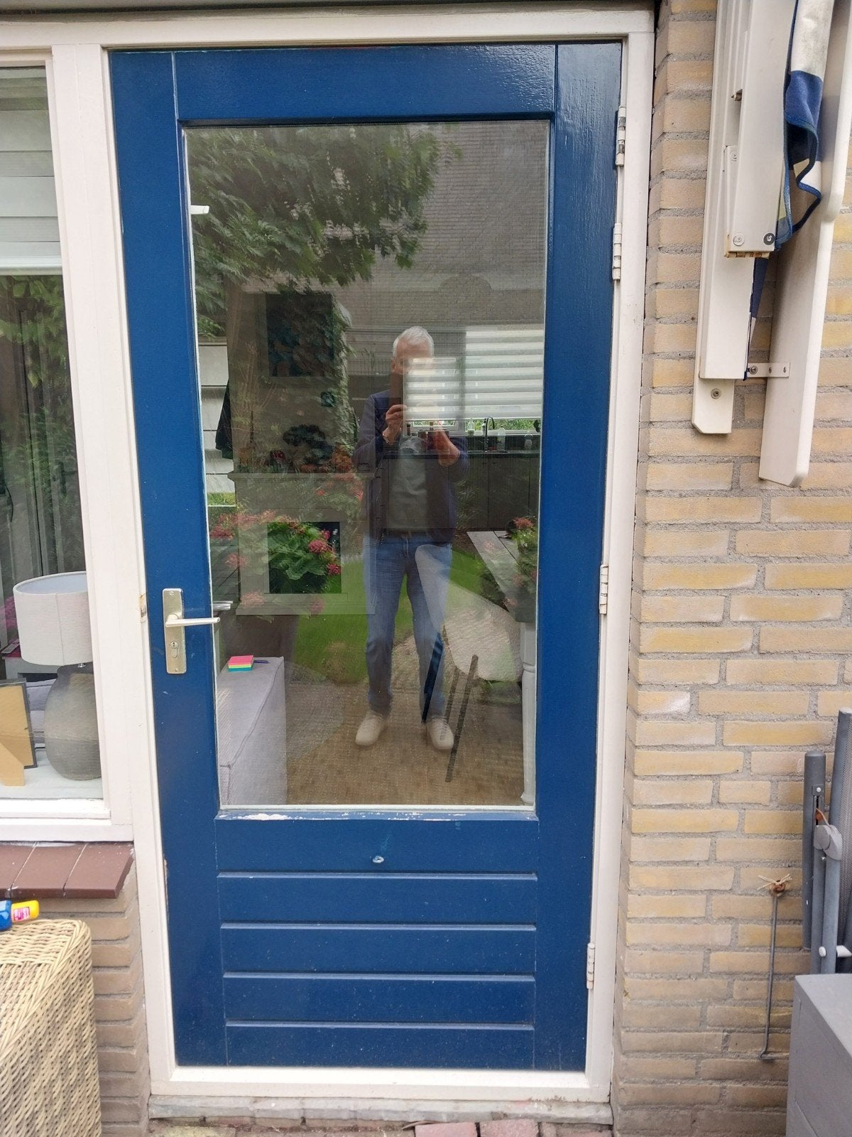 Buitendeur met brievenbus en tuindeur met slot, 81x210 cm, Gebruikt, 80 tot 100 cm, Ophalen of Verzenden, Buitendeur