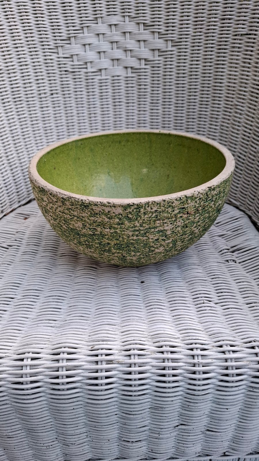 vintage berkenbast diepe schaal of kom, plantenschaal, Tuin en Terras, Rond, Ophalen of Verzenden, Aardewerk, Minder dan 40 cm