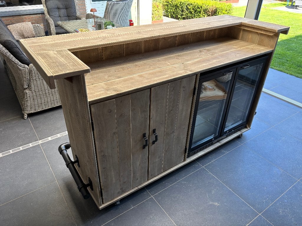 Unieke kwaliteit buitenbar van oldlook steigerhout maatwerk, Ophalen, Nieuw
