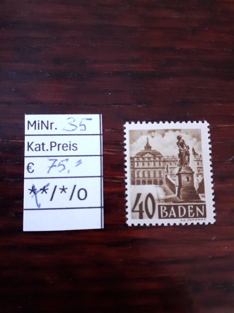 Franse zone, Baden, mi 35, pf, bieden vanaf € 7,50, Postzegels en Munten, Postzegels | Europa | Duitsland, Verzenden, Overige periodes