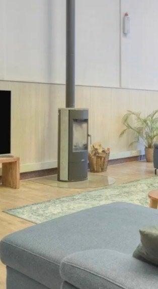 Justus Houtkachel met dubbelwandige pijp, Huis en Inrichting, Kachels, Ophalen, Gebruikt, Houtkachel, Vrijstaand
