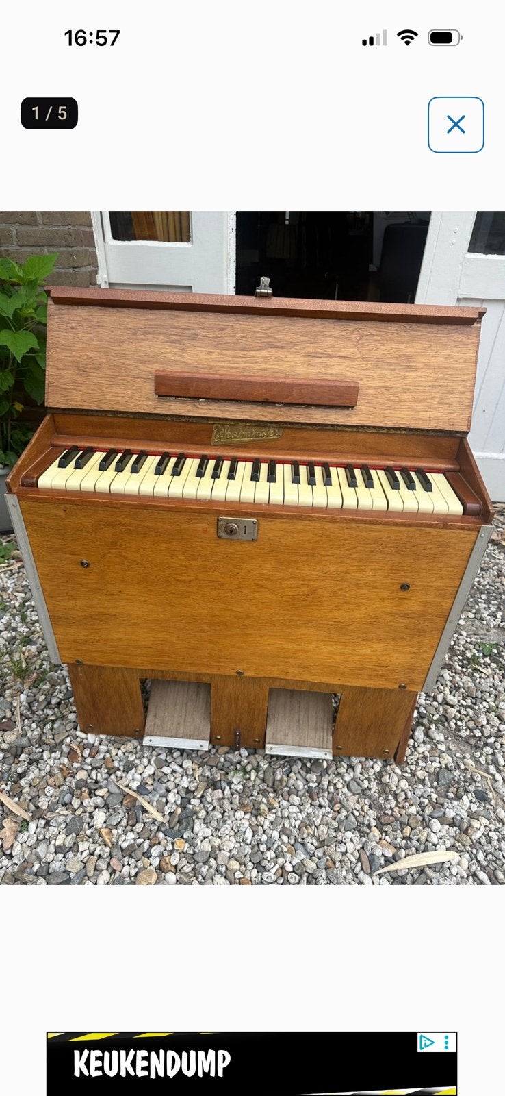 harmonium klein kist koffer inklapbaar westminster 1948, Muziek en Instrumenten, Orgels, Ophalen of Verzenden, Zo goed als nieuw