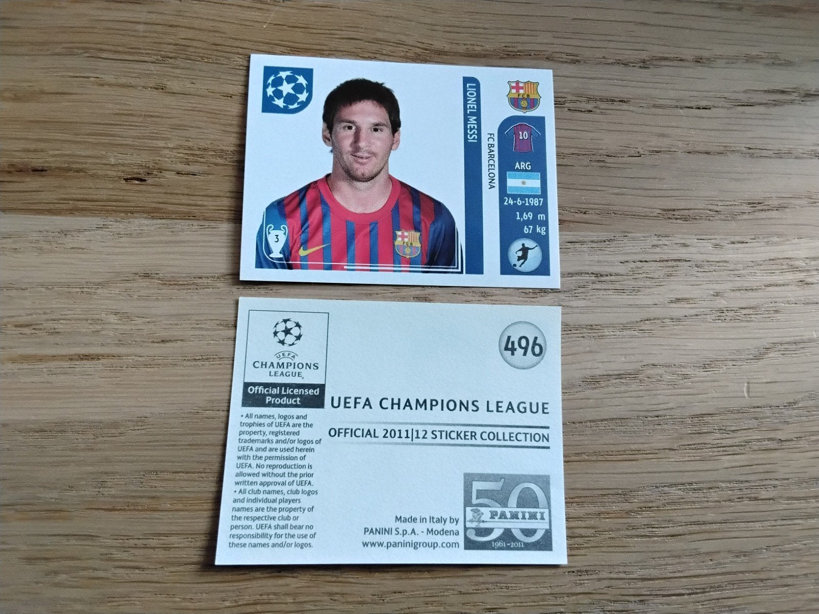 Lionel Messi Panini UEFA Champions League Sticker 2011/12, Ophalen of Verzenden, Zo goed als nieuw, Buitenlandse clubs, Poster, Plaatje of Sticker