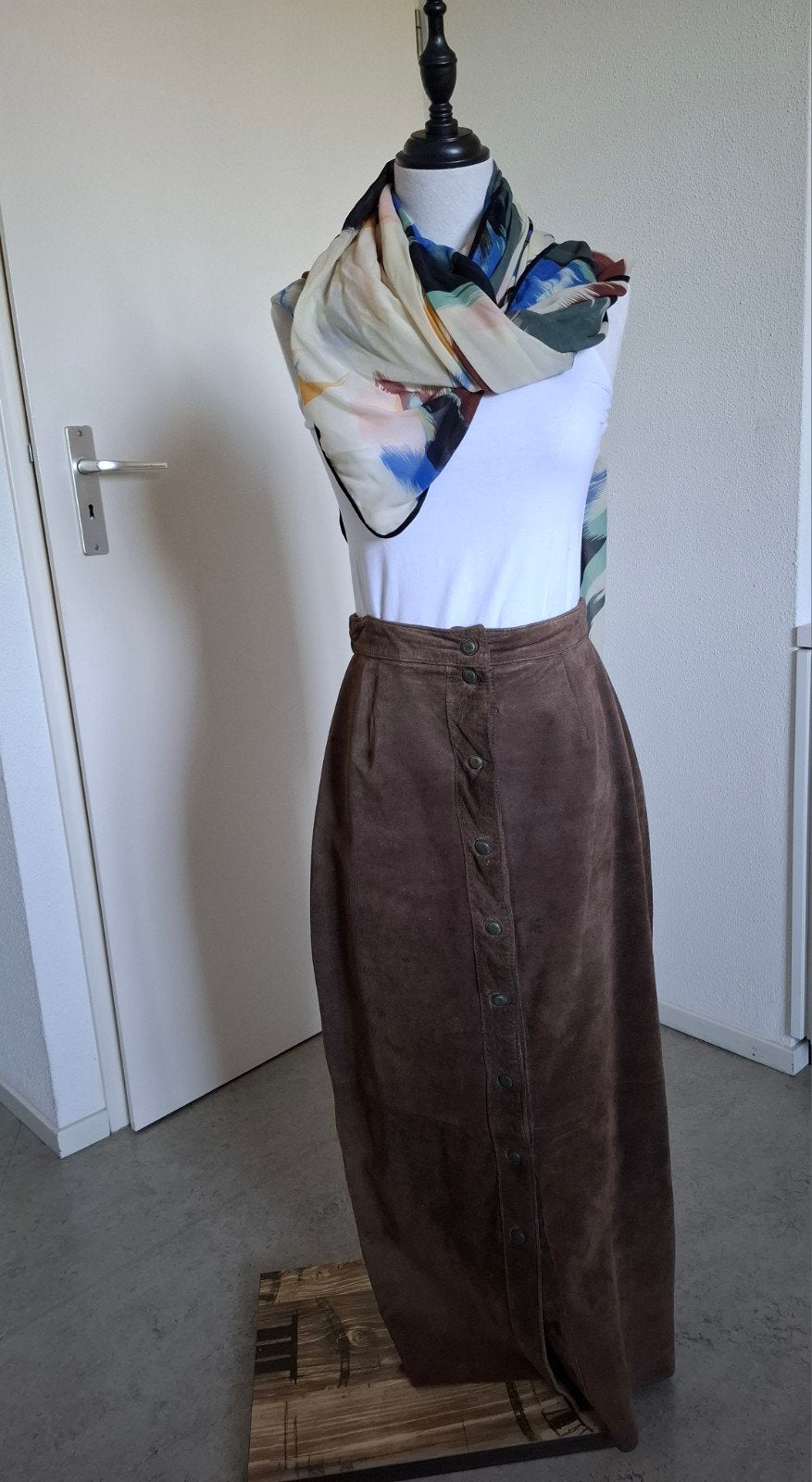 Vintage suède rok, maat 36, bruin, Kleding | Dames, Bruin, Ophalen of Verzenden, Zo goed als nieuw, Maat 36 (S)