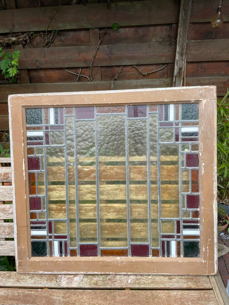Antieke glas-in-lood ramen (2 stuks), Ophalen, Gebruikt, Minder dan 80 cm, Overige typen