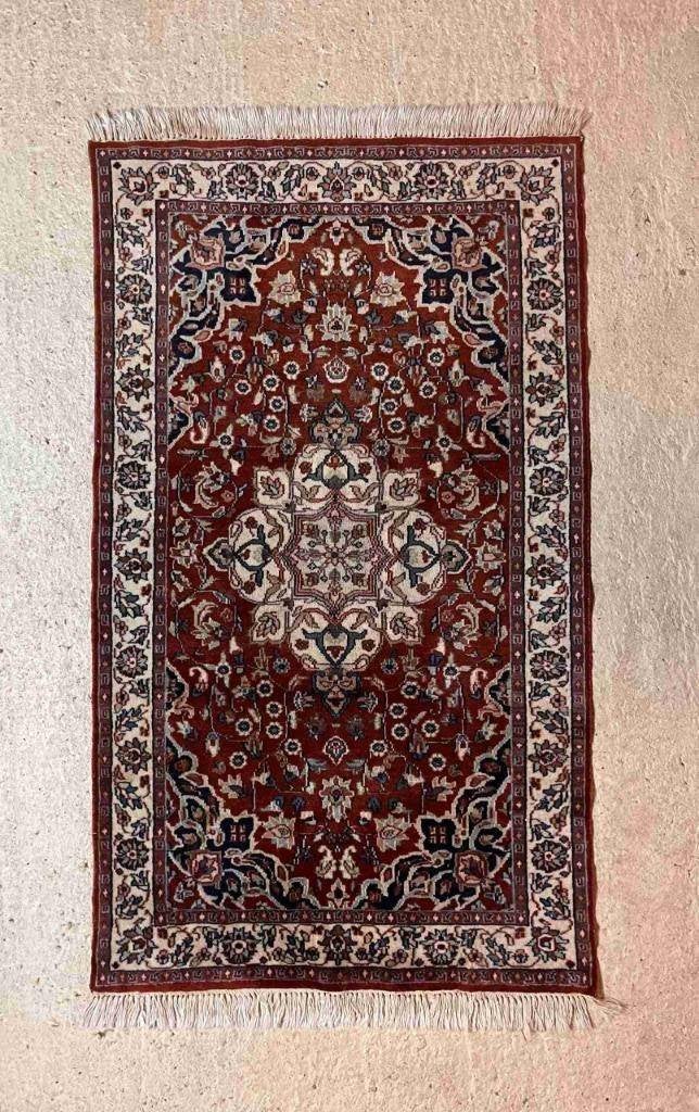Oosters tapijt klassiek dessin in rood ecru blauw 156/90